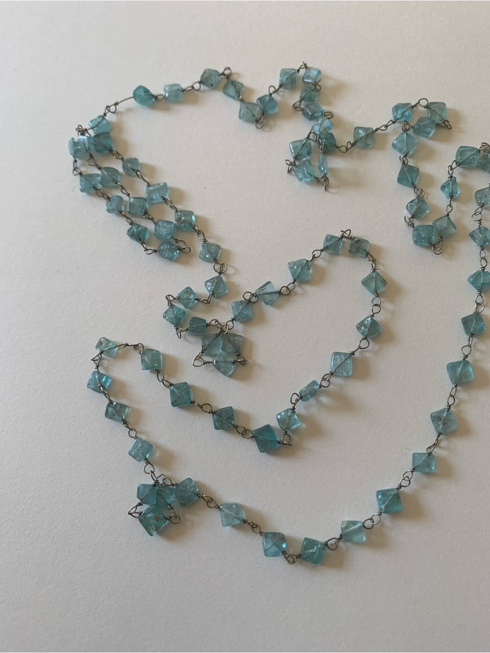 Delicate Aqua Glass Bead Station Necklace - Lightweight Women's Jewelry